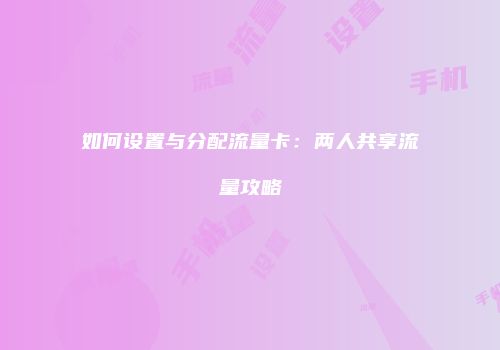 如何设置与分配流量卡：两人共享流量攻略