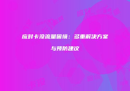 应对卡没流量困境：多重解决方案与预防建议