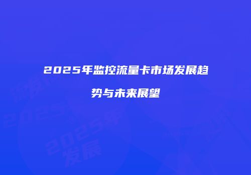 2025年监控流量卡市场发展趋势与未来展望