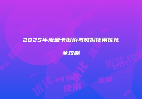 2025年流量卡取消与数据使用优化全攻略