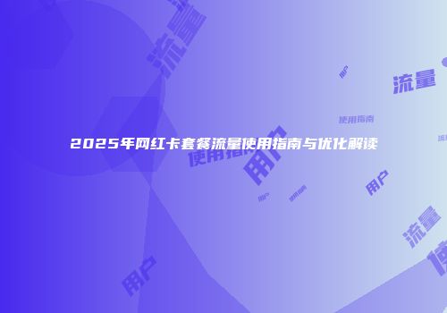 2025年网红卡套餐流量使用指南与优化解读