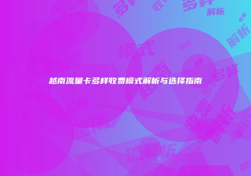 越南流量卡多样收费模式解析与选择指南