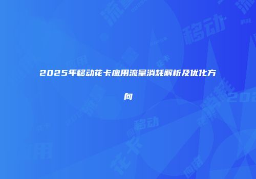 2025年移动花卡应用流量消耗解析及优化方向