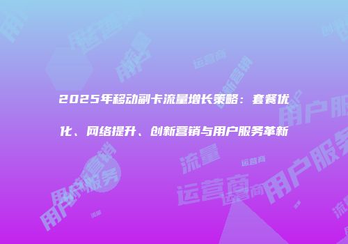 2025年移动副卡流量增长策略：套餐优化、网络提升、创新营销与用户服务革新