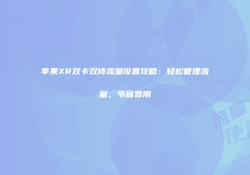 苹果XR双卡双待流量设置攻略:轻松管理流量,节省费用