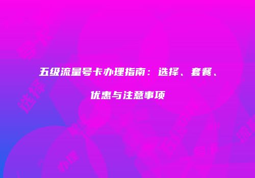 五级流量号卡办理指南：选择、套餐、优惠与注意事项