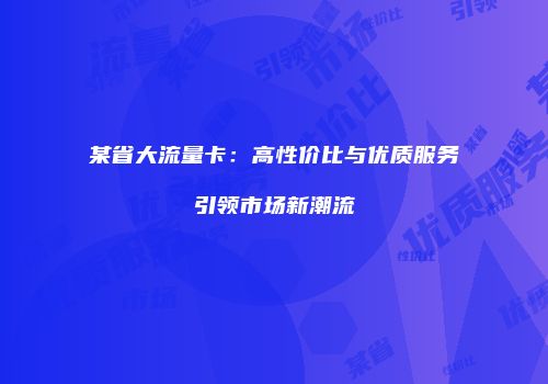某省大流量卡：高性价比与优质服务引领市场新潮流