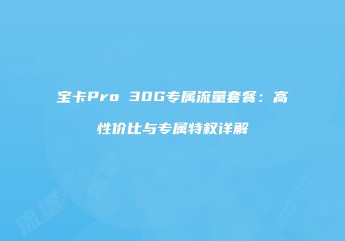 宝卡Pro 30G专属流量套餐：高性价比与专属特权详解