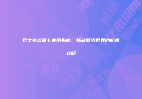 巴士拉流量卡使用指南：畅游网络世界的必备攻略