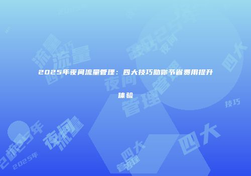 2025年夜间流量管理：四大技巧助你节省费用提升体验