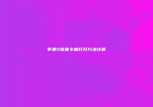 苹果11流量卡槽打开方法详解