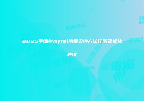 2025年缅甸mytel流量查询方法详解及优化建议