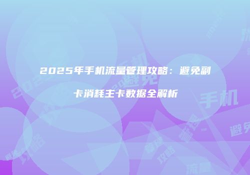 2025年手机流量管理攻略：避免副卡消耗主卡数据全解析