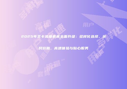 2025年王卡流量套餐全面升级：多样化选择、亲民价格、高速体验与贴心服务