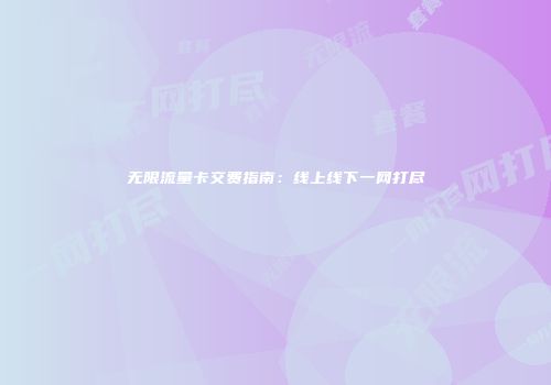 无限流量卡交费指南:线上线下一网打尽