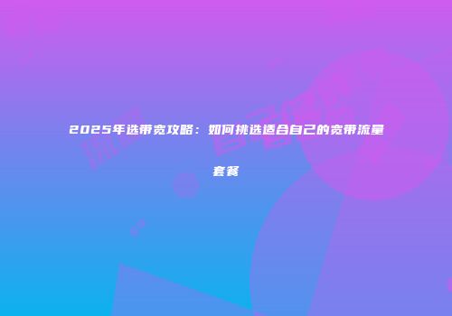 2025年选带宽攻略：如何挑选适合自己的宽带流量套餐