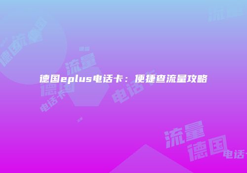 德国eplus电话卡：便捷查流量攻略