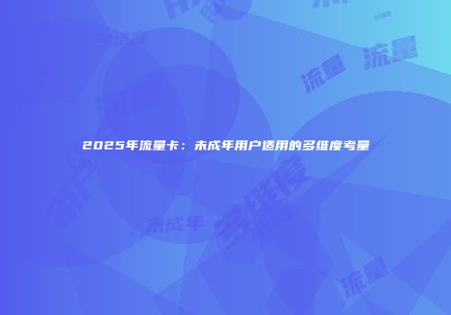 2025年流量卡：未成年用户适用的多维度考量