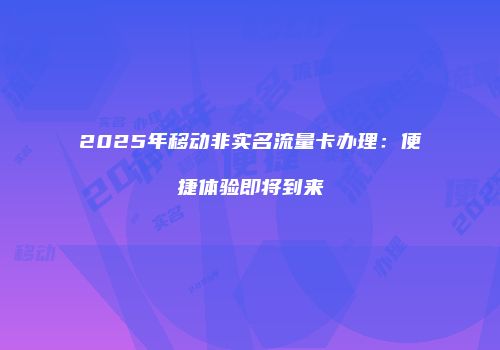 2025年移动非实名流量卡办理：便捷体验即将到来