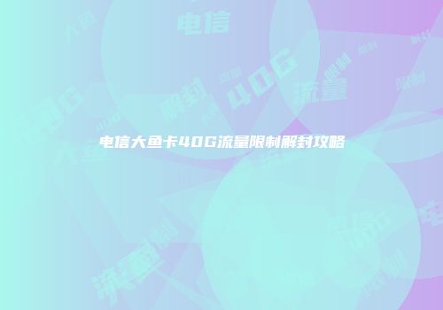 电信大鱼卡40G流量限制解封攻略