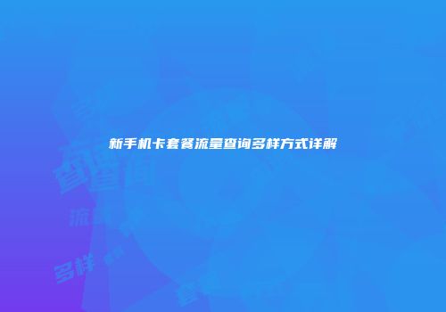新手机卡套餐流量查询多样方式详解