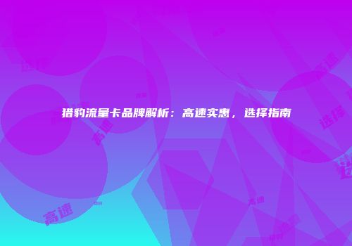 猎豹流量卡品牌解析：高速实惠，选择指南