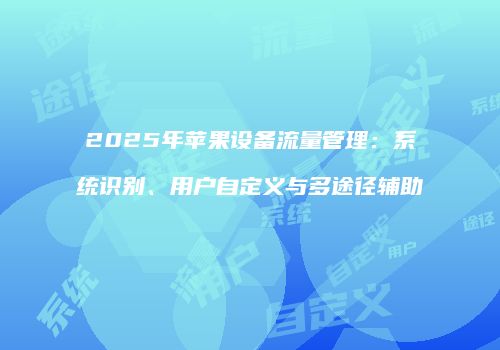 2025年苹果设备流量管理:系统识别、用户自定义与多途径辅助