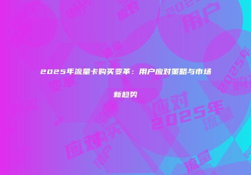 2025年流量卡购买变革：用户应对策略与市场新趋势