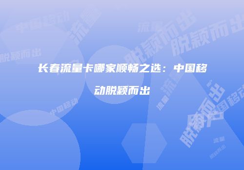 长春流量卡哪家顺畅之选：中国移动脱颖而出