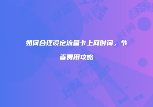 如何合理设定流量卡上网时间,节省费用攻略