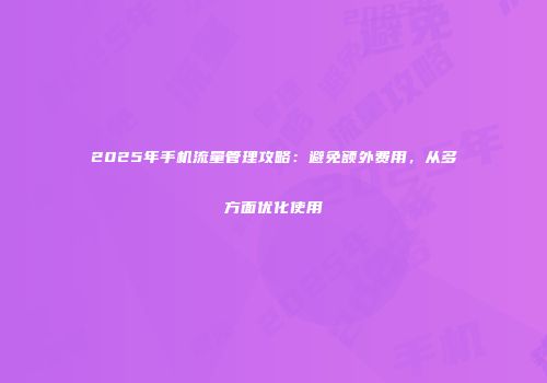 2025年手机流量管理攻略：避免额外费用，从多方面优化使用