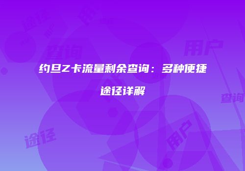 约旦Z卡流量剩余查询：多种便捷途径详解