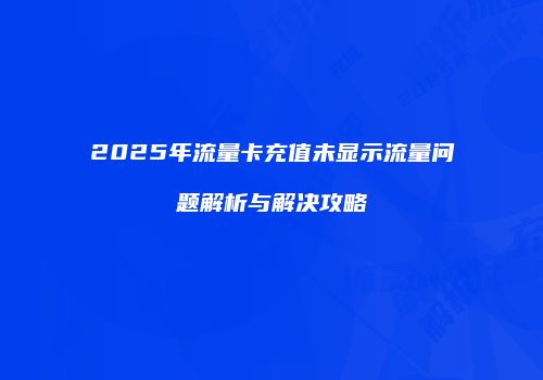 2025年流量卡充值未显示流量问题解析与解决攻略