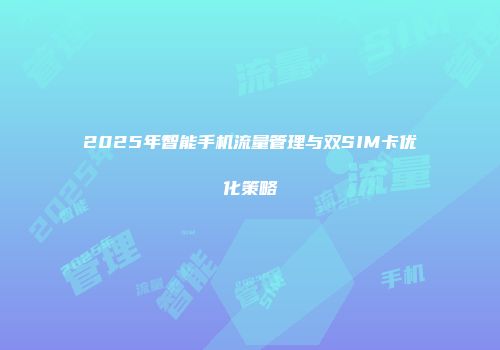 2025年智能手机流量管理与双SIM卡优化策略