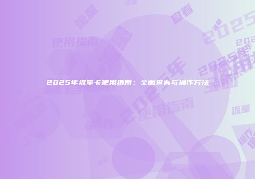 2025年流量卡使用指南:全面查看与操作方法
