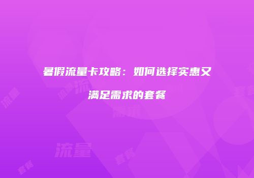 暑假流量卡攻略：如何选择实惠又满足需求的套餐