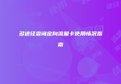多途径查询定向流量卡使用情况指南