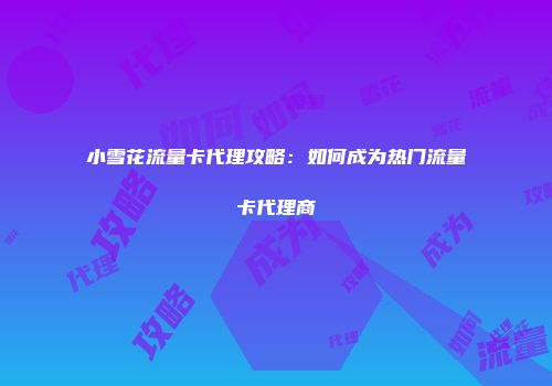小雪花流量卡代理攻略：如何成为热门流量卡代理商