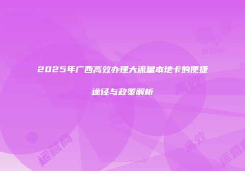 2025年广西高效办理大流量本地卡的便捷途径与政策解析