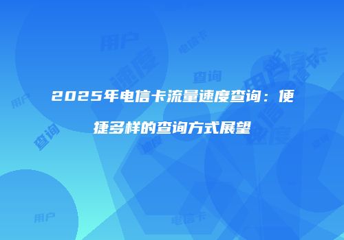 2025年电信卡流量速度查询:便捷多样的查询方式展望