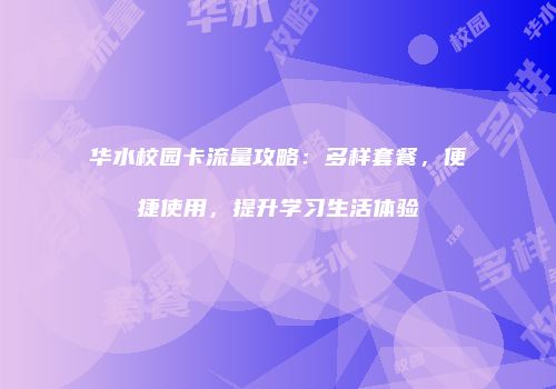 华水校园卡流量攻略：多样套餐，便捷使用，提升学习生活体验