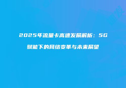 2025年流量卡高速发展解析：5G赋能下的网络变革与未来展望