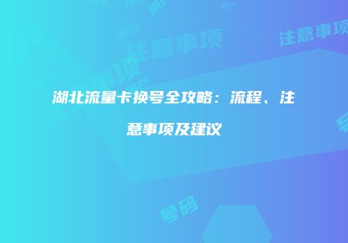 湖北流量卡换号全攻略：流程、注意事项及建议