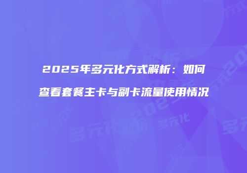 2025年多元化方式解析:如何查看套餐主卡与副卡流量使用情况