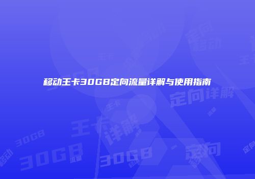 移动王卡30GB定向流量详解与使用指南