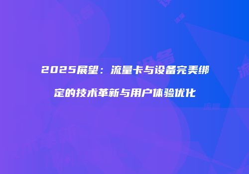 2025展望:流量卡与设备完美绑定的技术革新与用户体验优化