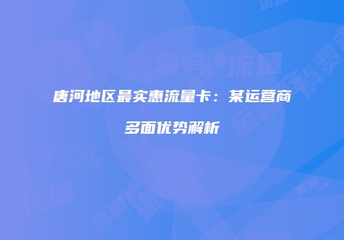 唐河地区最实惠流量卡：某运营商多面优势解析