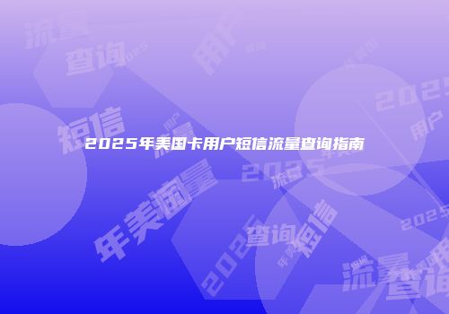 2025年美国卡用户短信流量查询指南