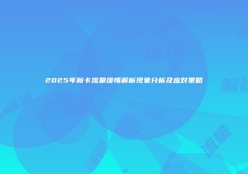 2025年新卡流量缓慢解析现象分析及应对策略