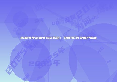 2025年流量卡选择揭秘:为何4G仍受用户青睐
